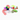 Assorted colorful pet toys on a white background
