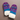 Pair of purple and blue striped mittens with a cat face design on a white background