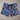 Goodnight Kitty Pajama Shorts with a jungle print of blue, pink, and purple leaves and a black cat peeking out.