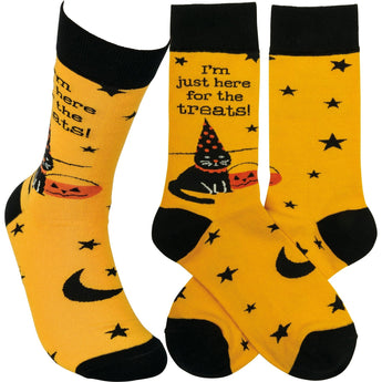 Halloween Cat Socks, I'm Here For The Treats Black Cat Halloween Socks