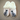 Silver tabby cat slippers with cream plush fabric and a cute tabby face.