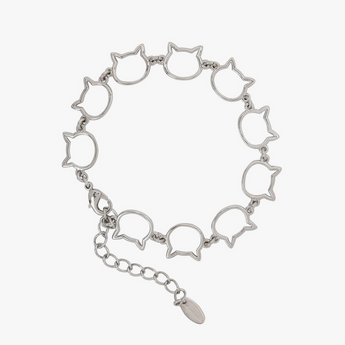 Cat Themed Gifts For Women, Sterling Silver Cat Bracelet, Cat Face Link Bracelet