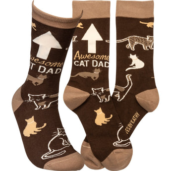 Cat Themed Gifts for Men, Cat Dad Socks Featuring the Words Awesome Cat Dad