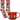 A pair of gray Christmas socks with a matching red mug, both featuring a playful pattern of cats dressed in holiday attire including Christmas trees, stockings, snowmen, stars, and ornaments.