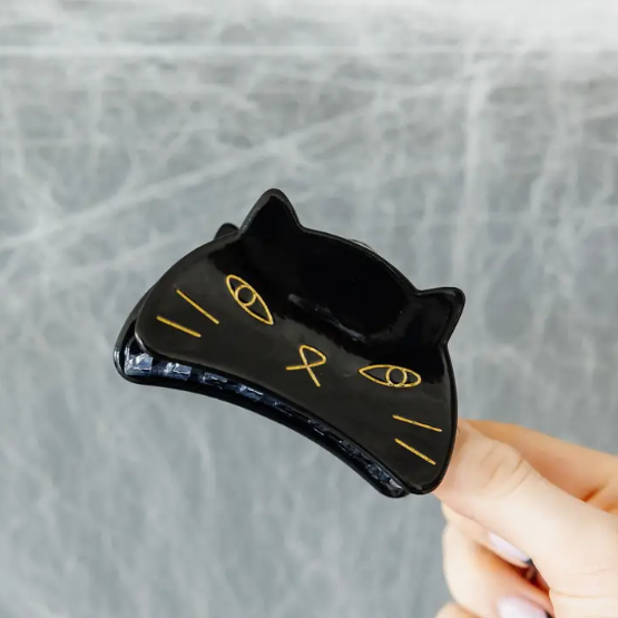 Cat Hair Accessories, Black Cat Hair Claw Clip For Women Who Love Cats