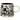 White mug with black cats and flowers, 14oz stoneware, black inside.