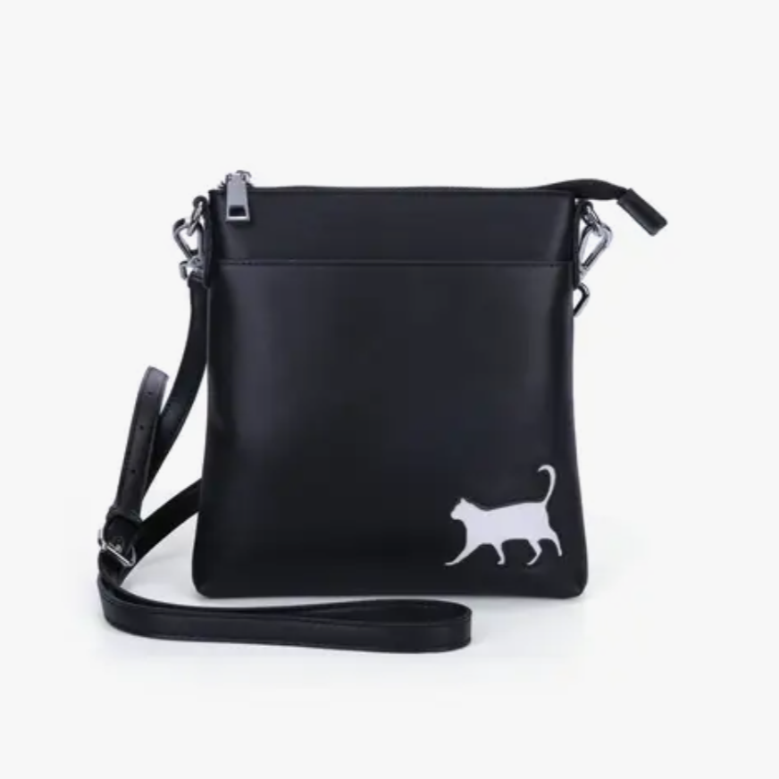 Cat Gifts For Women, Cat Themed Accessories,Purses With Cats On them, Black Cat Crossbody Bag With Embroidered Cat