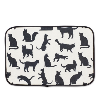 Black Cat Food Mat With No Slip Back