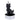 Black cat-shaped candle in a metal holder on a white background