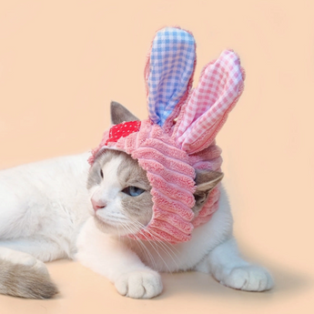 High-quality corduroy Bunny Cat Hat with adjustable strap and Velcro closure.