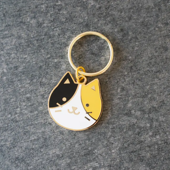 Cat Themed Accessories, Calico Cat Keychain, Cat Face Keychain