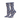 A single crew sock in heathered blue-gray with an all-over pattern of small cat faces in pink, white, and orange, shown on a clean white background.