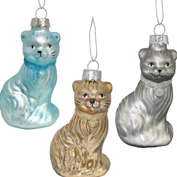 Cat Christmas Tree Ornament, Glass Cat Ornament, Cat Themed Christmas Decor, Gifts For Cat Lovers