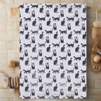 Black Cat Dish Towel with Elegant Black Cat Design