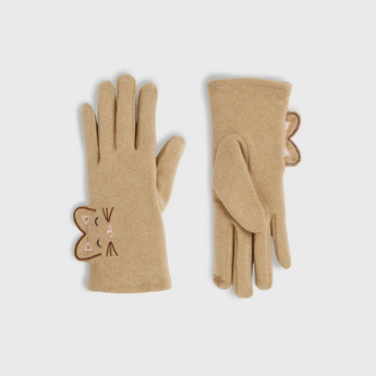 Cat Face Gloves - Beige