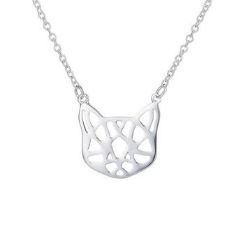 Cat Jewelry, Cat Face Geometrical Necklace