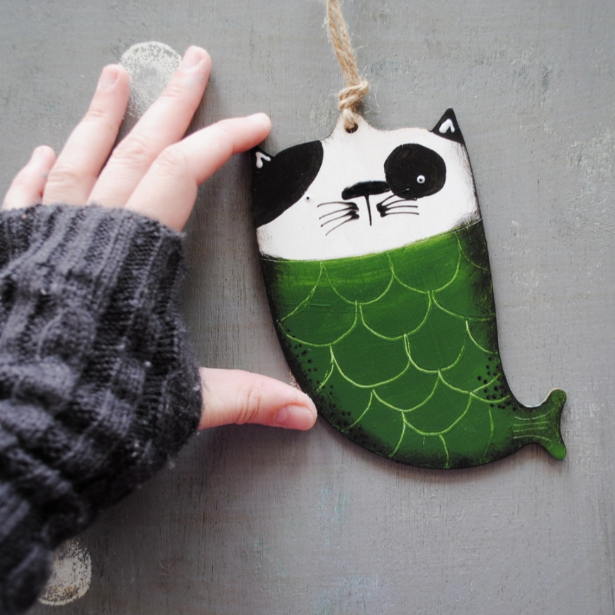 Christmas Gifts For Cat Lovers, Cat Mermaid Christmas Tree Ornament