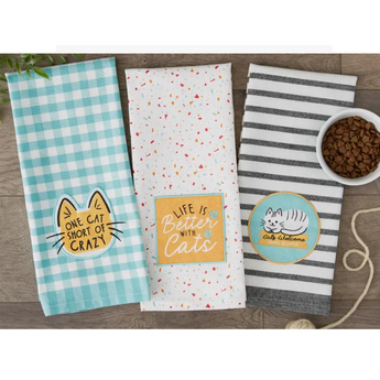 Cat Kitchen Towels In A Set Of 3, Best Cat Related Gifts