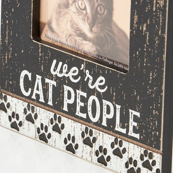 Close-up of Cat People Picture Frame showing distressed details and rustic charm.