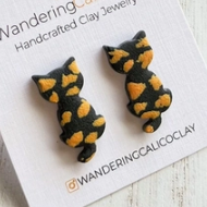 Black And Orange cat Shaped Earrings For Women