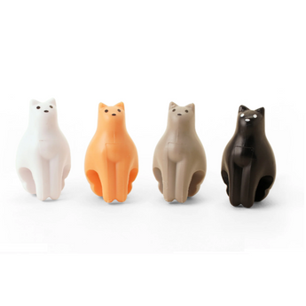 All four cat-shaped tea bag holders displayed together on a white backdrop.