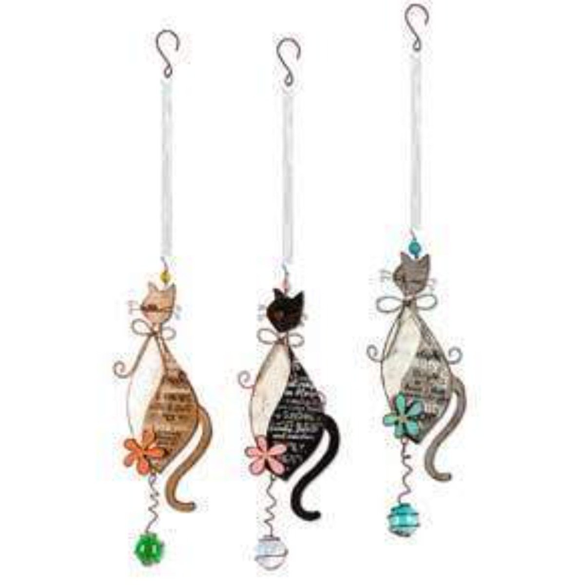 Outdoor Cat Ornament, Cat wind Chime Bouncy Made from Metal