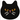 A black felt cat-face shaped item, likely a small mat or accessory, featuring yellow eyes, a pink nose, and white whiskers on a plain white background.