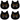 Four black cat-shaped felt pads with embroidered yellow eyes, pink noses, and white whiskers, arranged in a 2x2 grid on a white background.