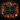 Four black cat face coasters arranged in a square on a dark wooden surface, surrounded by a circular arrangement of lit candles, orange jack-o'-lanterns, autumn leaves, spider decorations, and cobwebbing.
