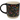 Black mug with colorful floral pattern on a white background