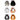 Six cat-shaped ceramic bowls arranged in a 3-by-2 grid on a white background, featuring different color combinations including gray, black, white, orange, and black-and-white.