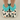 Pair of slippers with teal fuzzy tops and black cat pattern on a white background
