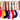 A set of six plush cat toys with colorful patterned bodies and fluffy feather tails, arranged side by side on a white background. The brands 'Terry' and 'Petali' are visible on the white tags at the top of each toy.