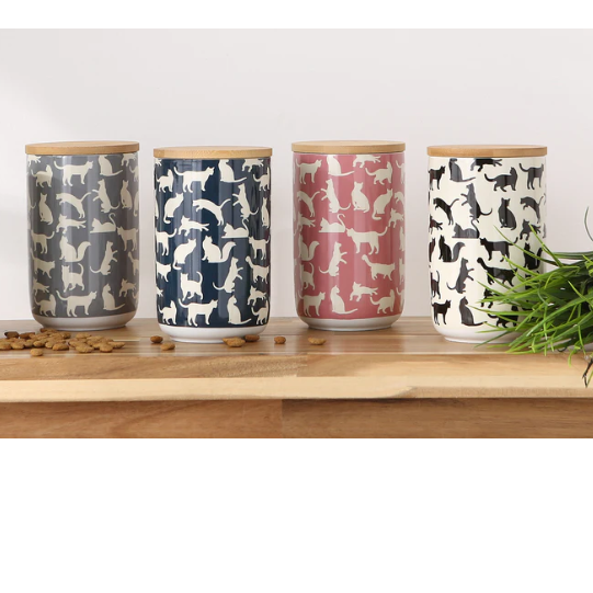 Cat Canister Set Made Of Ceramic With An All Over Cat Print