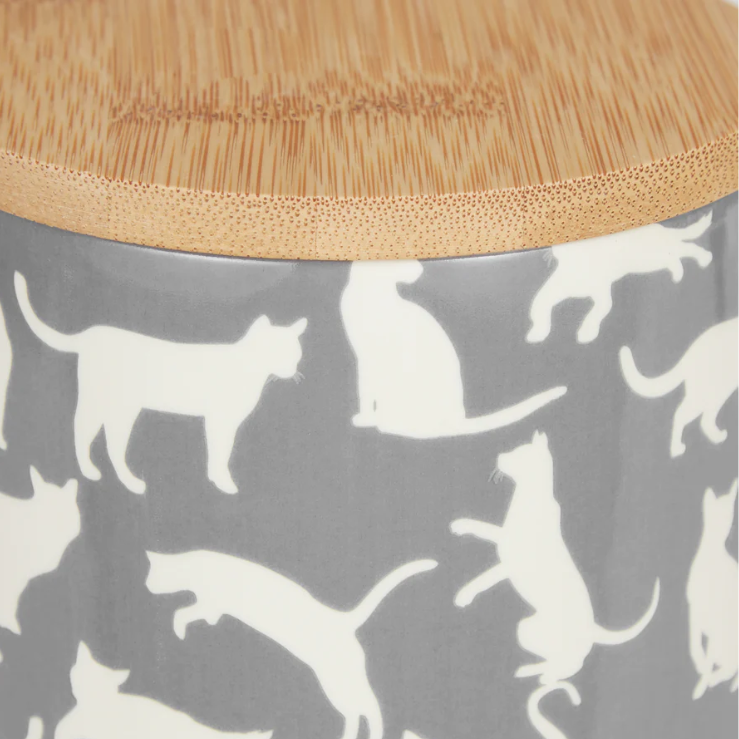 Grey Ceramic Kitchen Canister With Cats