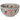 A beige ceramic bowl decorated with a festive Christmas pattern featuring cats in stockings, candy canes, and gingerbread cookies, shown on a plain white background.