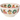 A ceramic Christmas bowl with a white base decorated with a repeating pattern of cats in holiday wreaths, gift boxes, and a large bell, finished with a red rim.