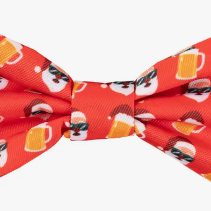 Funny Christmas Cat Bow Tie With Santa Print