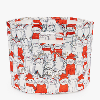 Cat Christmas Storage Bin, Cat Christmas Decor