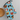 Oven mitt with cat pattern on a blue polka dot background