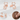 Rose gold cat-shaped earrings with a close-up of an ear wearing one, on a light gray background.