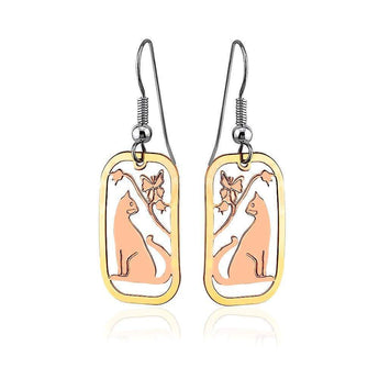 Cat Themed Jewelry, Rose Gold Cat Earrings