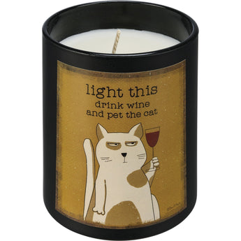 Funny Cat Themed Gifts,  Light This Drink Wine And Pet The Cat Cat Lover Candle