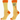 Detail of the orange ankle, heel, and toe on the yellow crew socks.