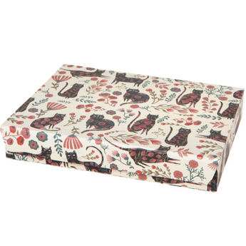 Eco-Friendly Flower Cat Jewelry Box - Recycled Cotton Paper and Polyester Velvet Lining