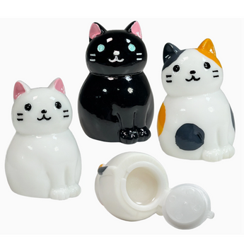 Fluffy Cat Lip Balm Trio - Black, Calico, and White Cat Styles