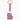 Pink teddy bear keychain with gold accents on a white background