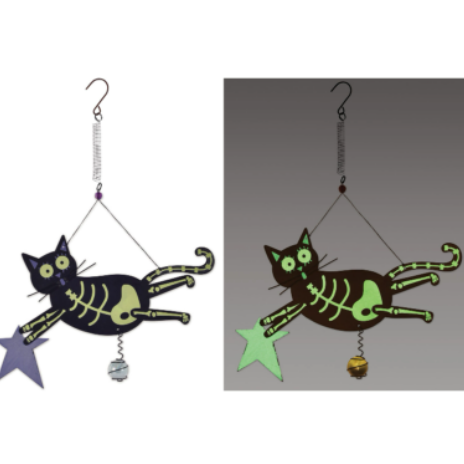 Cat Halloween Decor,Skeleton cat Decoration, Glow In The Dark Skeleton Cat Bouncy