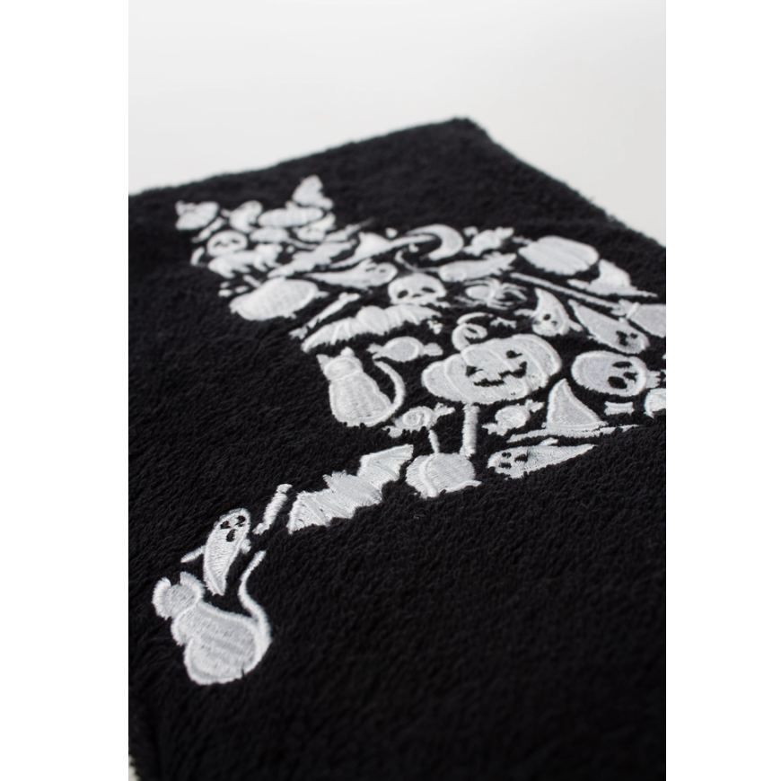 Whimsical Halloween Cat Towel - 100% Cotton, 16x30 inches.