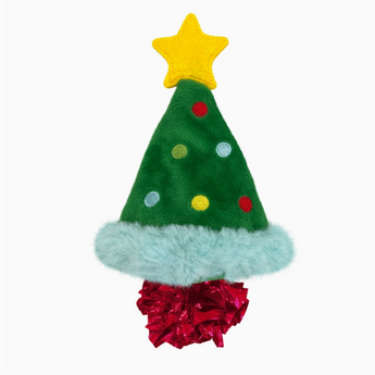 Holiday Crackles Christmas Tree Cat Toy with tethered crackling ball